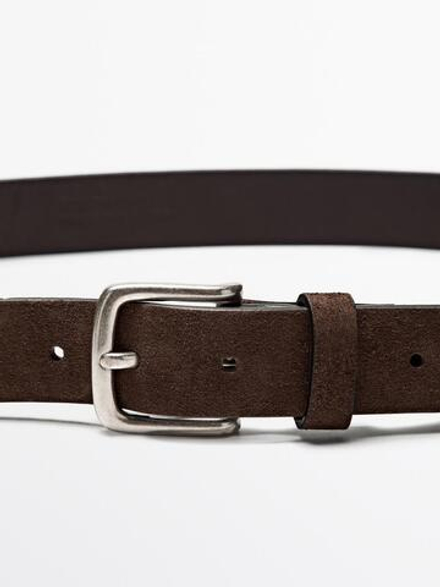 Massimo Dutti Ремень из толстой кожи наппа, коричневый