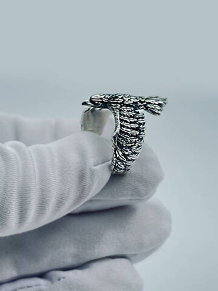 Ворон — кольцо из серебра