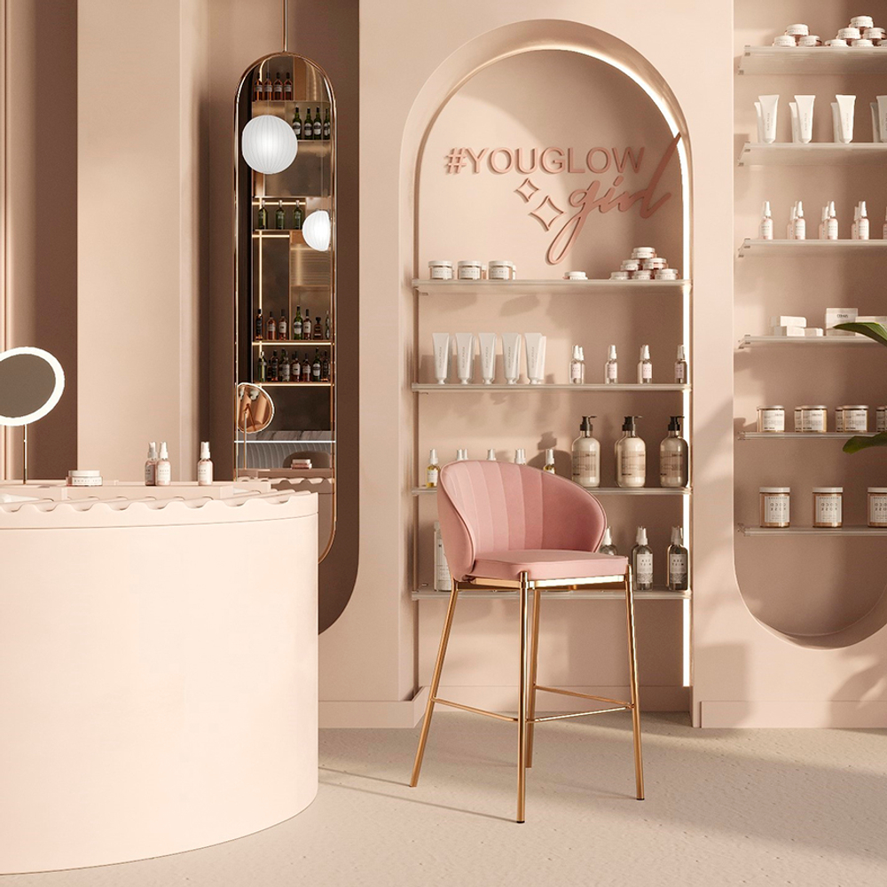 Стул барный Bergenson Bjorn Coral, велюр, розовый