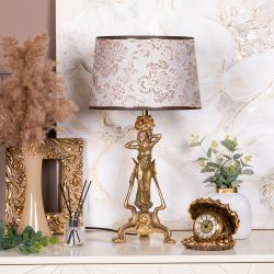 Настольная лампа Флора Бронза с абажуром Тюссо Vatican (Ватикан) Латте