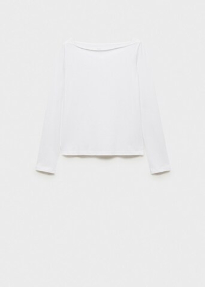 Хлопковый лонгслив с вырезом-лодочкой