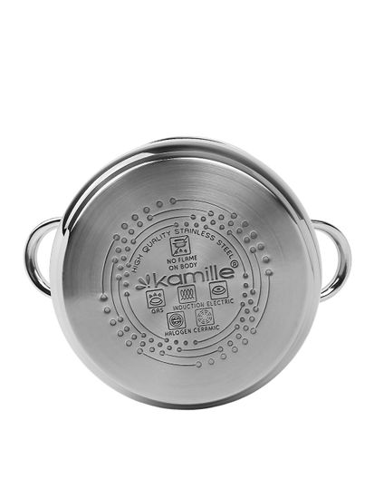 Кастрюля 8,5 л. из нержавеющей стали Kamille KM 5403 со стеклянной крышкой