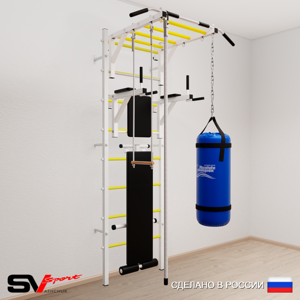 Шведская стенка Sv Sport усиленная 6563 (Турник рукоход/Брусья/Скамья/Канат/Трапеция/Цепь/Мешок 30кг)