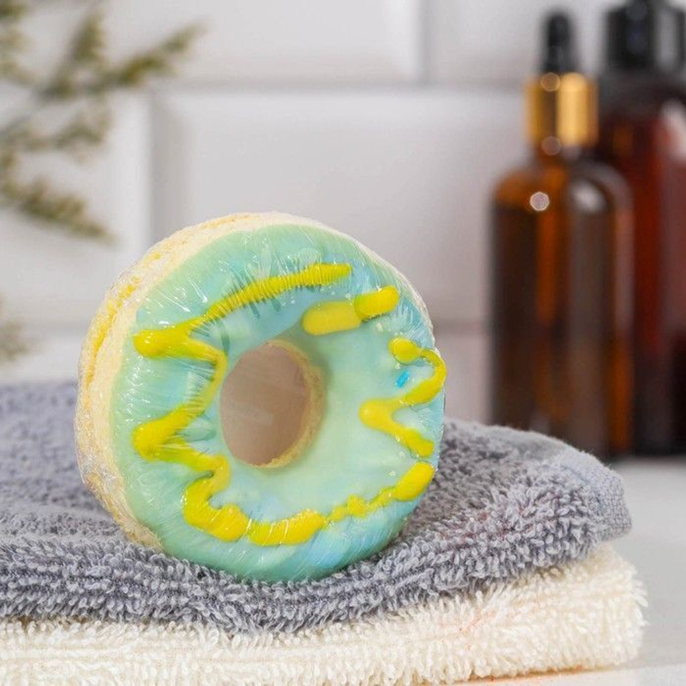 Бомбочка для ванны Персиковый пончик с глазурью - 90 гр.