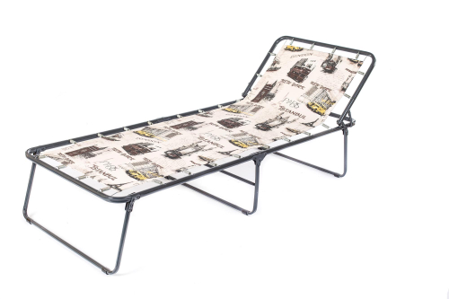 Кровать раскладная Надин жесткая арт.С407/89 (цвет ткани бежевый рис.город (1 шт. в уп.)