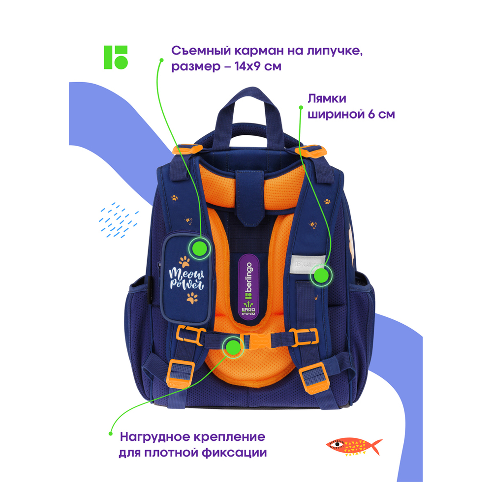 Ранец Berlingo Expert "Meow power" 37*28*16см, 2 отделения, 2 кармана, анатомическая спинка