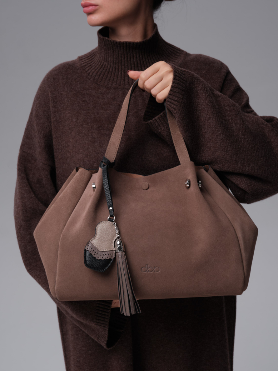 Замшевая сумка Vasilisa DBR 31210 серо-коричневый/велюр