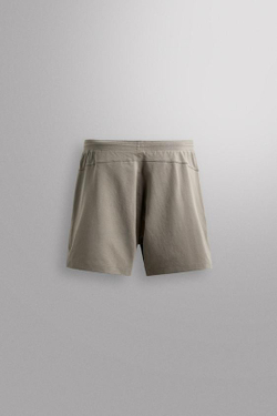 ZARA СПОРТИВНЫЕ ШОРТЫ ИЗ СМЕСОВОГО ХЛОПКА 9", КАМЕННО-СЕРЫЙ