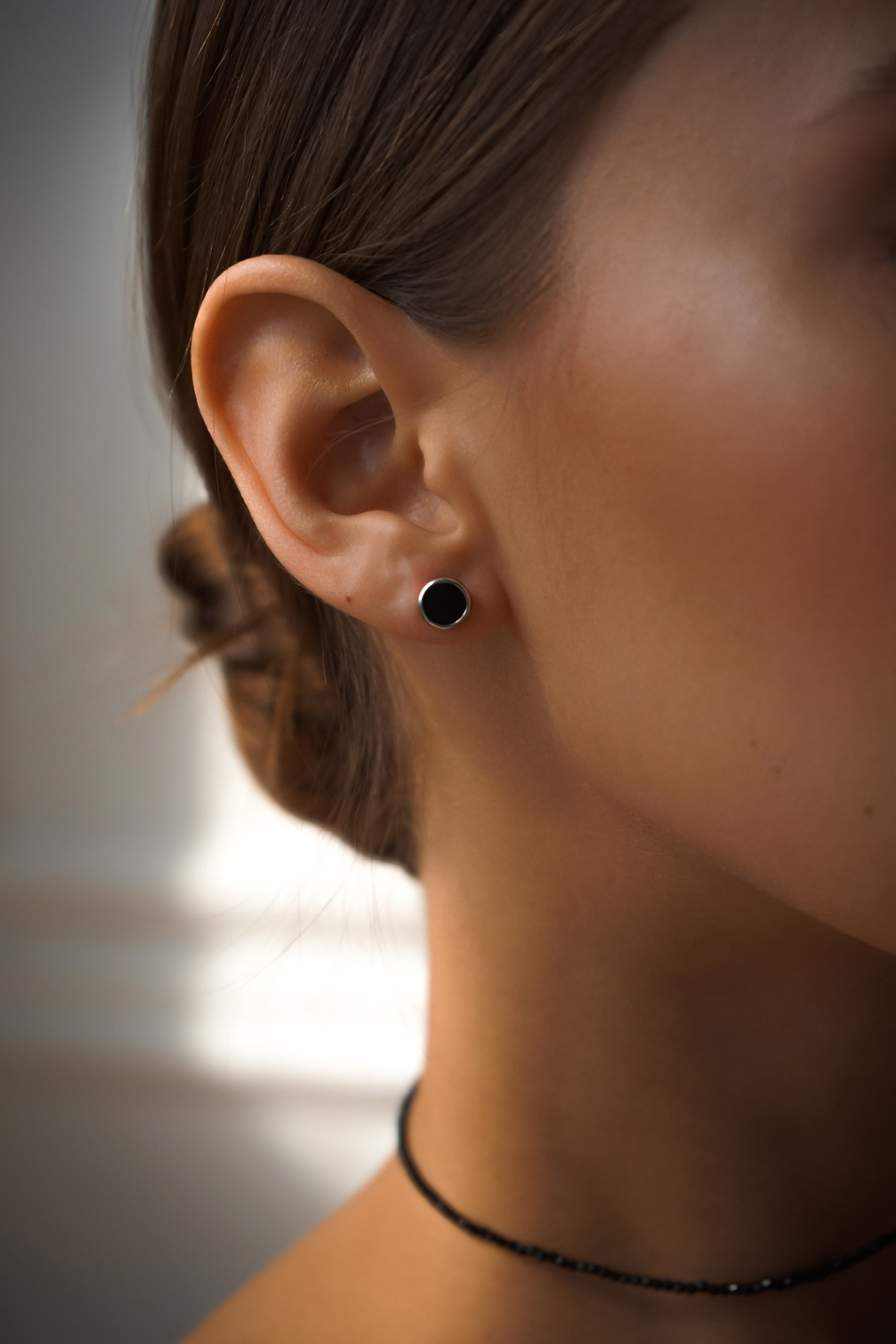 Пусеты Black мини с черным агатом