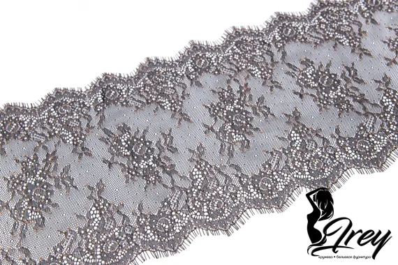 01-11 Кружево шантильи 23 см, черный/бежевый