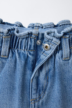 ZARA ДЖИНСЫ BAGGY С КАРМАНАМИ «СЕРДЦА», ВЫЦВЕТШИЙ СИНИЙ