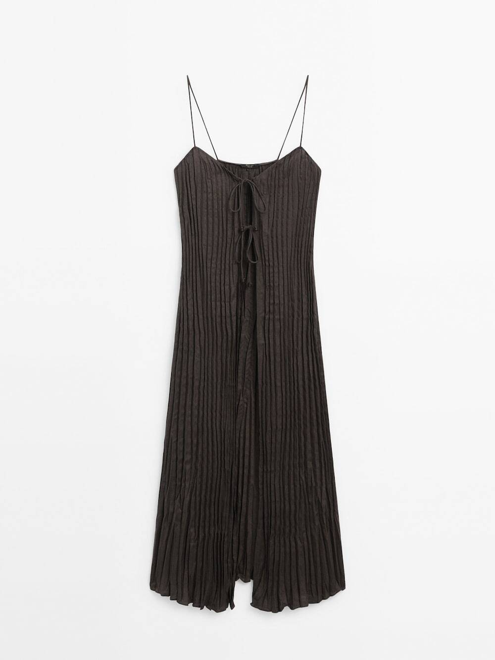 Massimo Dutti Длинный плиссированный топ, шоколадный