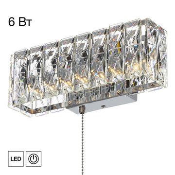 Бра хрустальное с выключателем 6W 3000K CL325312 хром Palant Citilux