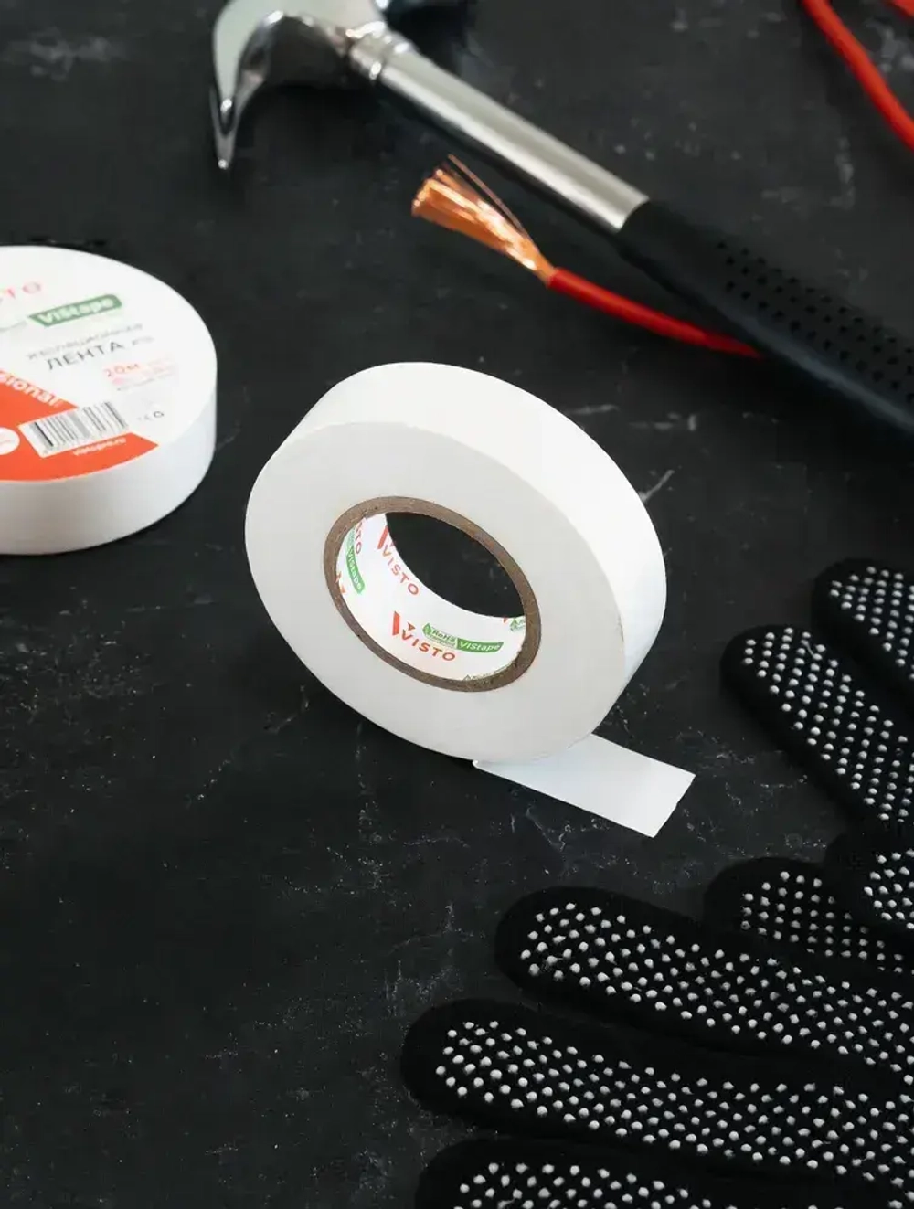 Изоляционная лента Изолента VISTO 19 мм 20 м 150 мкм, висто белая, профессиональная, 1 шт.
