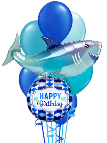 Букет из шаров "Злюка-акула на Happy Birthday"