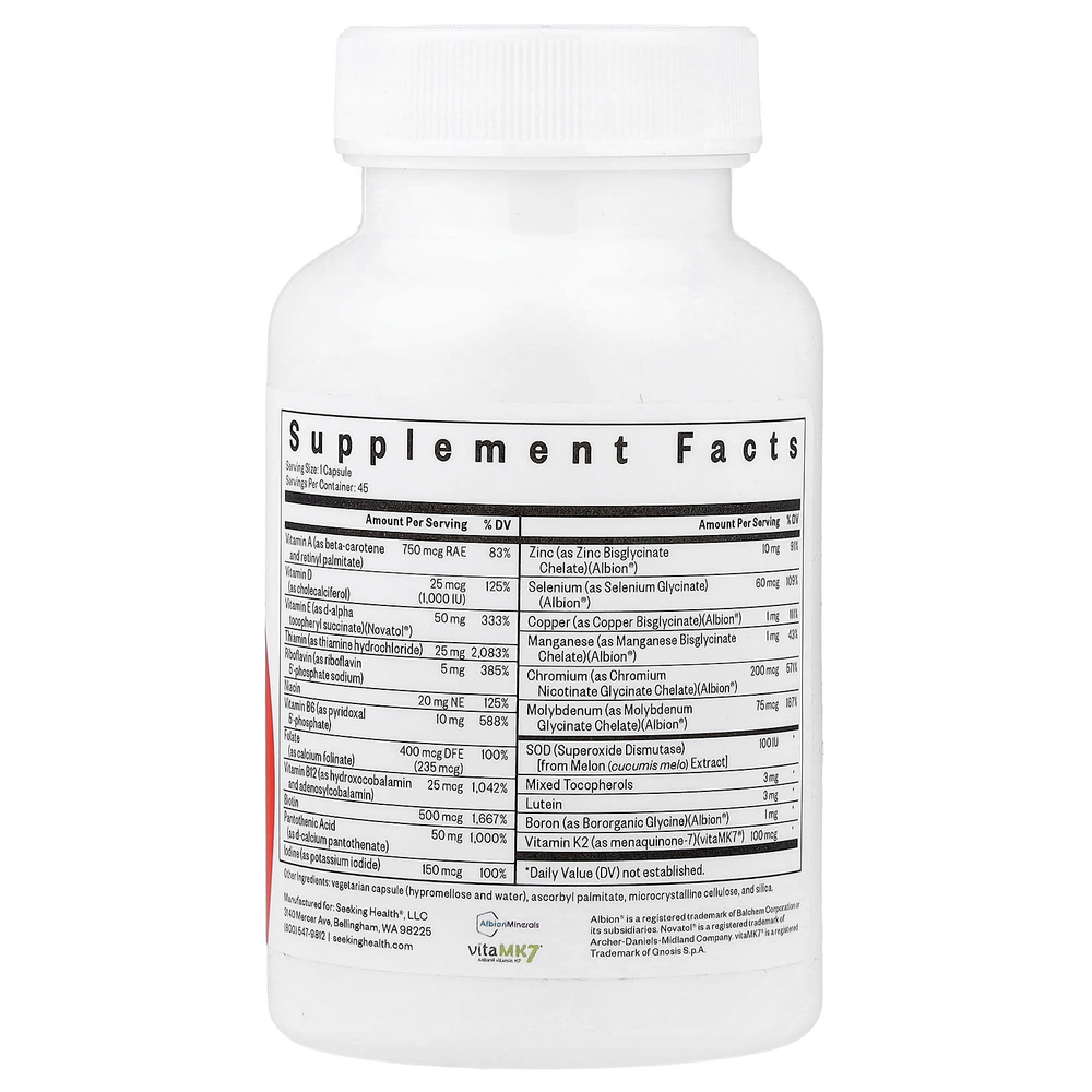 Seeking Health, Multivitamin One MF, мультивитамины, 45 капсул
