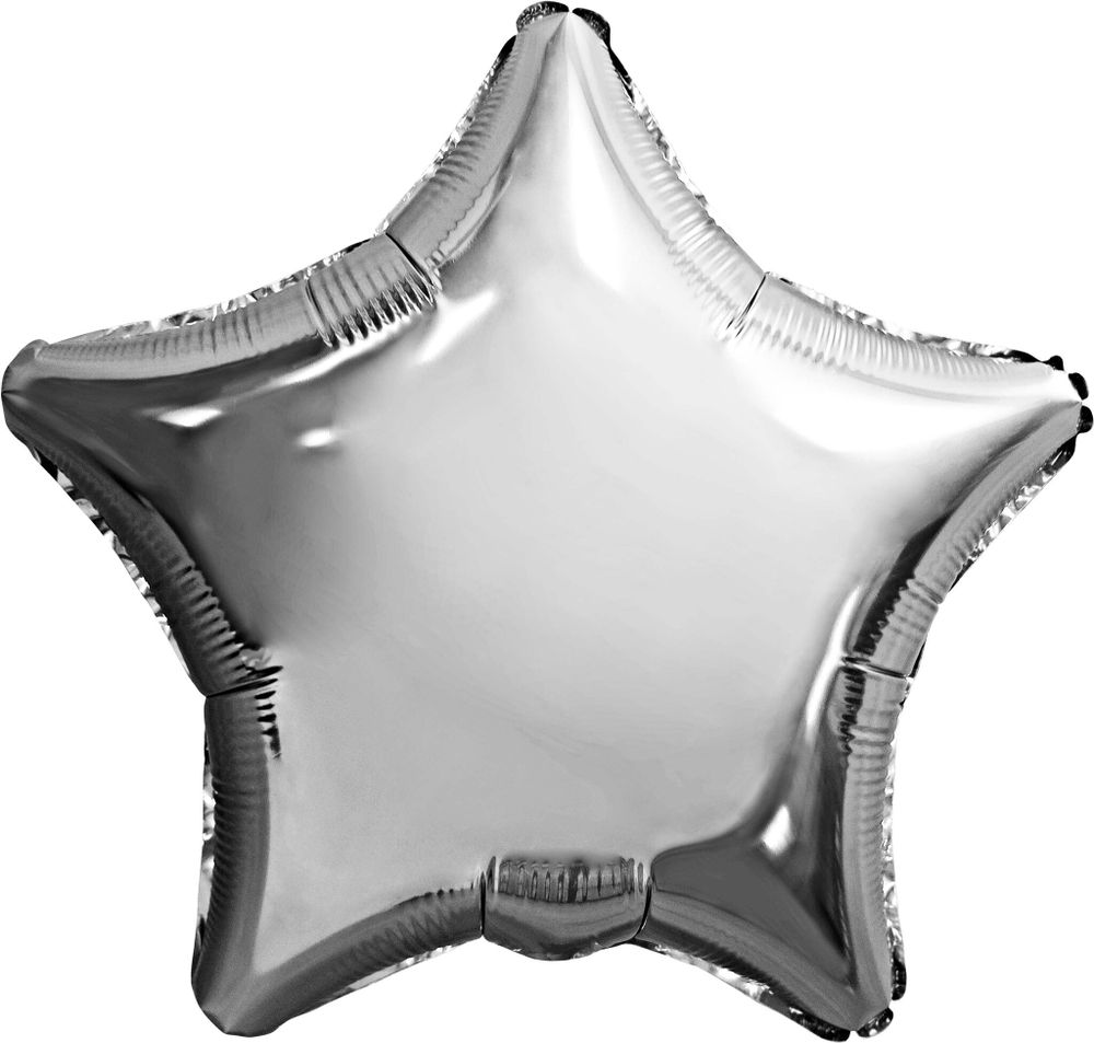Шар (19"/48 см) Звезда, Серебро 1 шт.