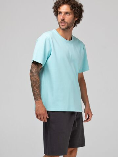 Мужской костюм для дома и отдыха: футболка и шорты (Размер: L) (Цвет: голубой)