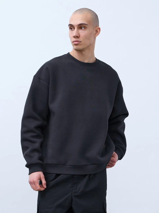 Свитшот оверсайз, с начесом (графит)