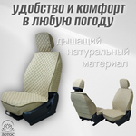 Универсальный чехол на передние сиденья из льна в бежевом цвете