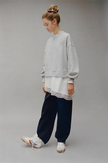 ZARA БРЮКИ BARREL В ПОЛОСКУ ИЗ ТКАНИ «ПУНТО-РОМА», МОРСКОЙ СИНИЙ