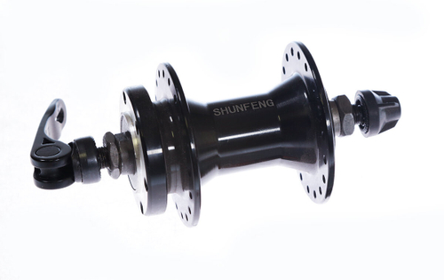 Втулка передняя SF алюминий диск 6 болтов эксцентрик 36H ось 3/8''х100x108мм, черная