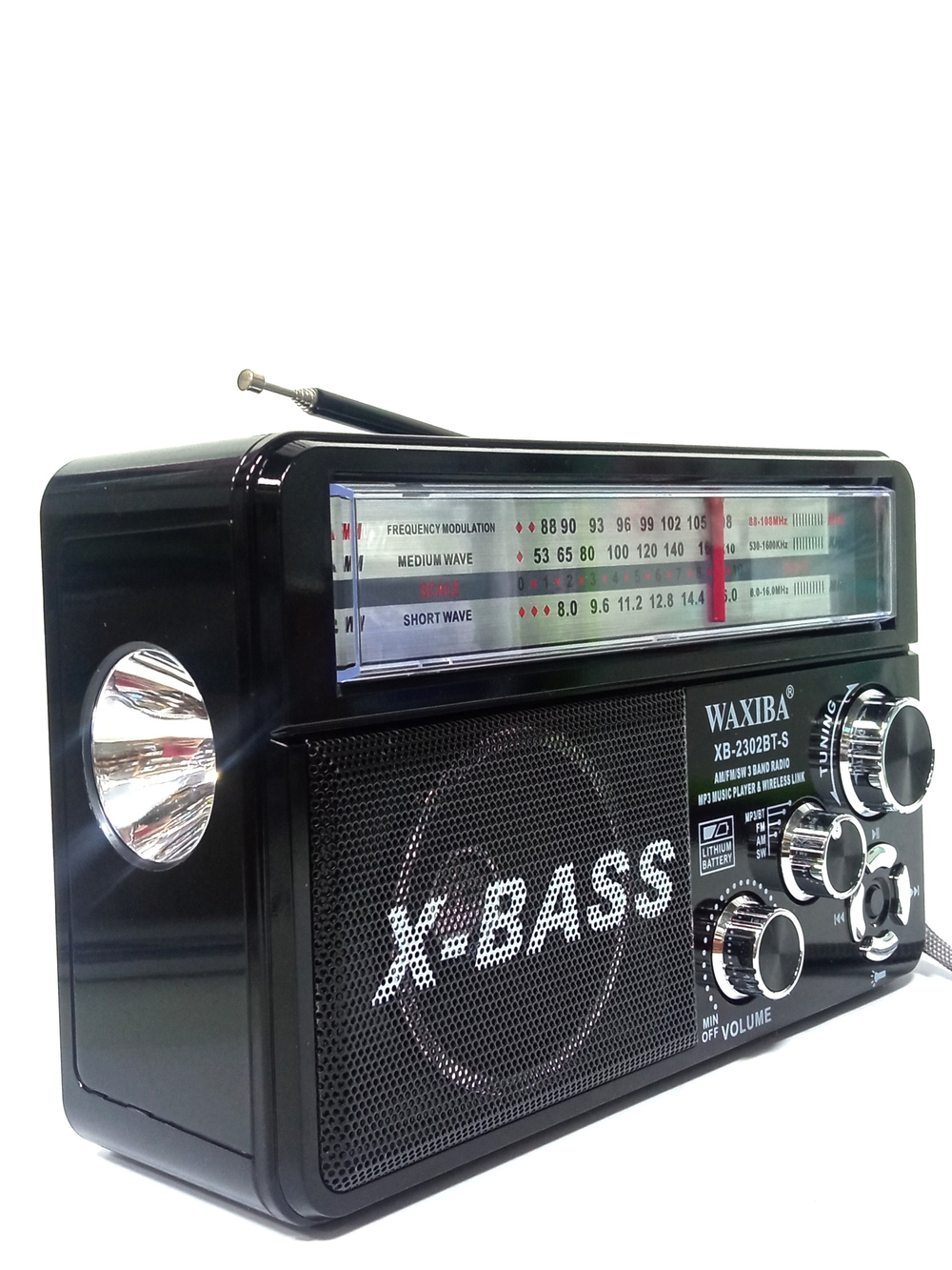 Радиоприемник с MP3 плеером и Bluetooth +фонарь Waxiba XB-2302BT-S
