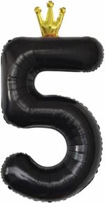 К Шар цифра Черный "С золотой короной. Цифра 5" (БГ-50)