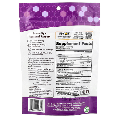 Wedderspoon, леденцы с медом манука, бузина, 74 г (2,6 унции)