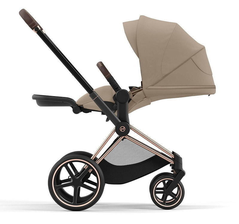 Коляска Cybex Priam IV Rosegold complete Aton S2 Lava Grey Base One 4 в 1 Cozy Beige