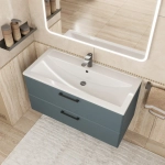 Тумба с раковиной для ванной Uperwood Foster New 100 см, подвесная, серый графит