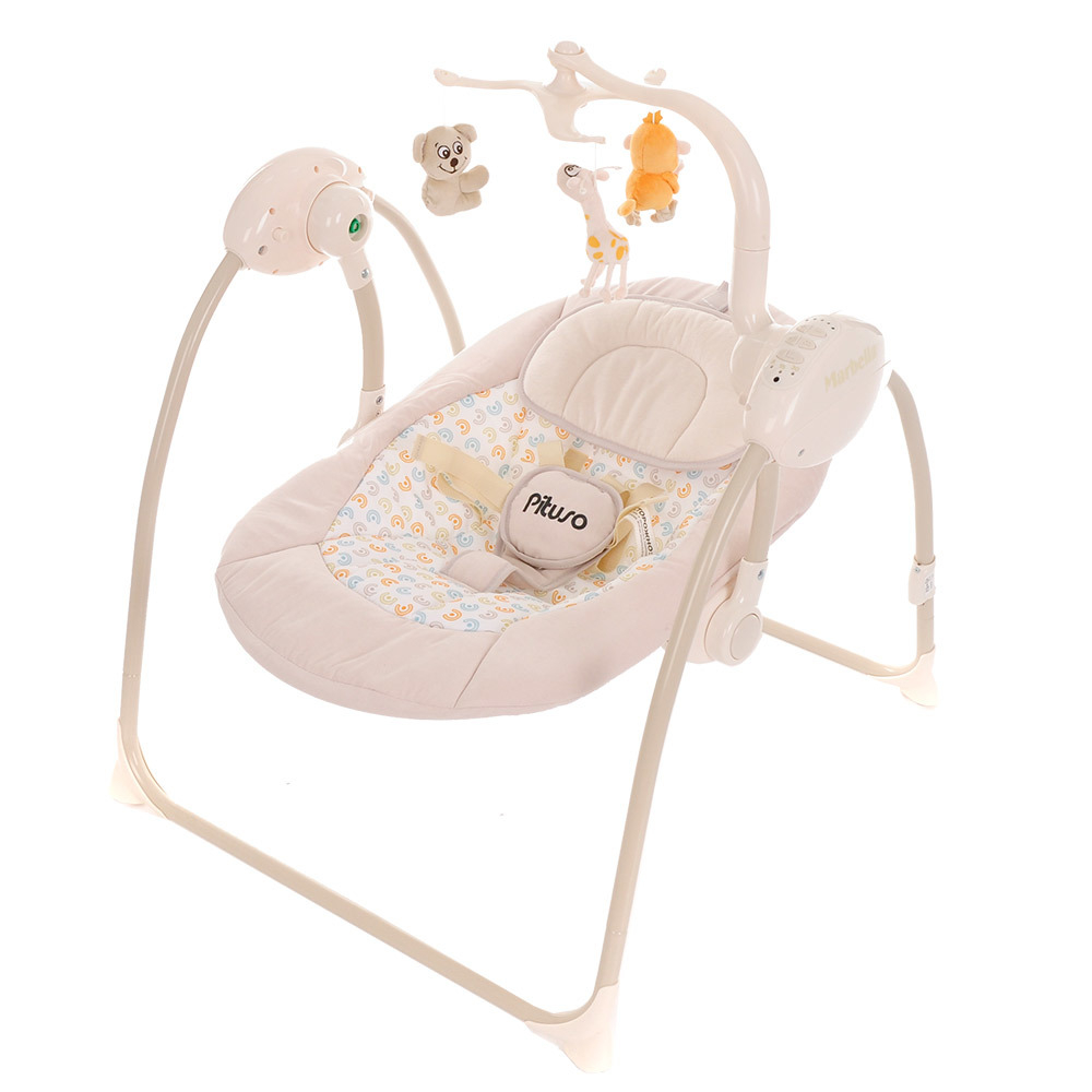 PITUSO электрокачели Marbella Beige/Бежевый Hippo пульт,MP3,моск.сеть,адаптер,71*66*77см