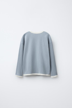 ZARA ОДНОТОННАЯ ПИЖАМА В РУБЧИК, СЕРО-СИНИЙ