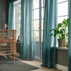 IKEA STENFRÖ  (ИКЕА СТЕНФРÖ)  -  Шторы, 2 шт, на ленте/бирюзовые, 145x300 см