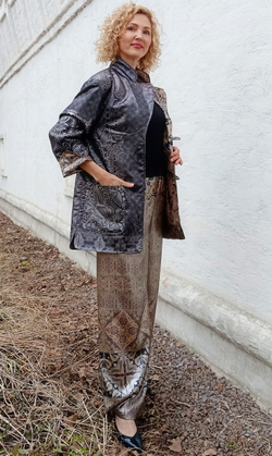 Двусторонний жакет "Вечернее серебро" (коллекция "Сны Белого Камня"), по мотивам белокаменной резьбы домонгольских соборов Владимирской земли