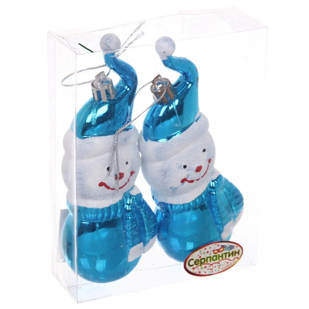Елочные игрушки «Снеговички» 13 см (набор 2 шт), Синий
