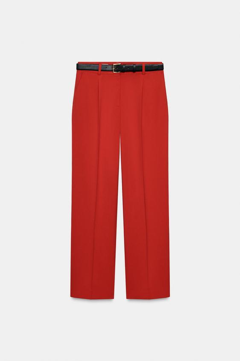 ZARA ПРЯМЫЕ БРЮКИ С ПОЯСОМ, ТЕМНО-РОЗОВЫЙ