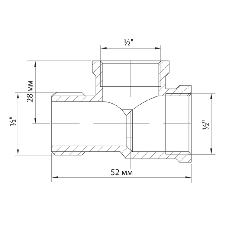 Тройник 1/2'' вн/вн/нар VRT® никель
