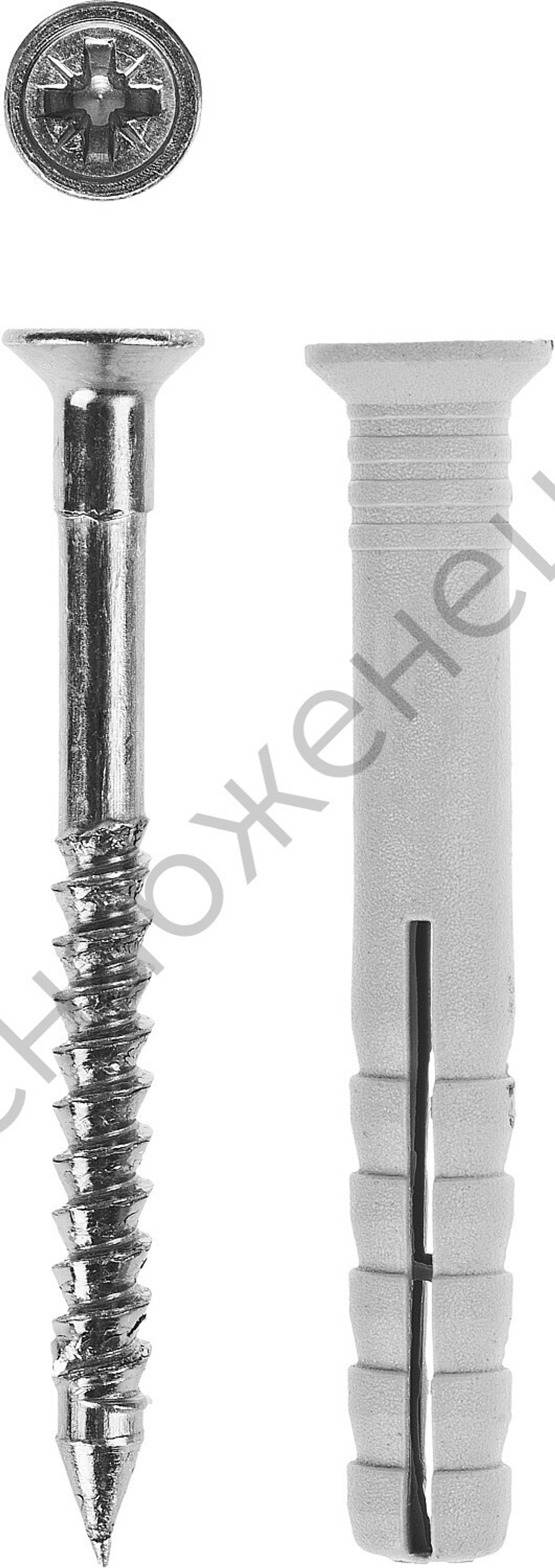 ЗУБР 6 x 40 мм, потайный бортик, дюбель-гвоздь полипропиленовый, 125 шт (4-301345-06-040)