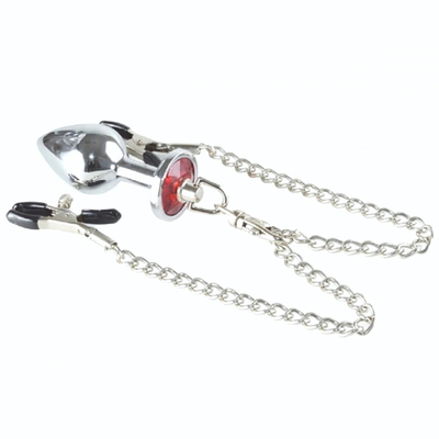 Зажимы на половые губы с анальной втулкой Sitabella на цепочке