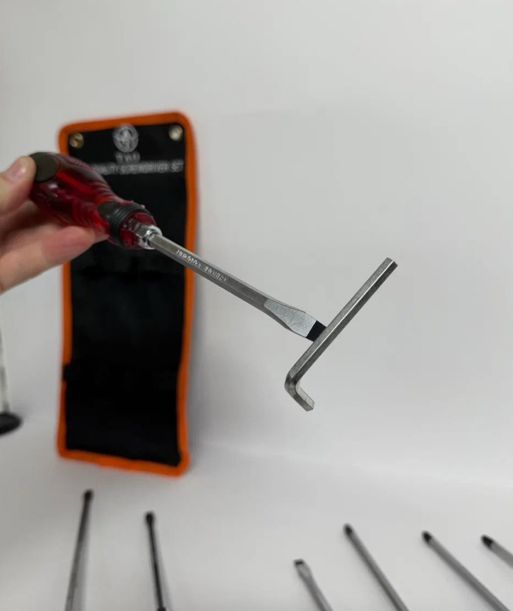 Набор отверток ударных 7 штук PH и SL, усиленные стержни из стали CrV и металлический затыльник, двухкомпонентные рукоятки, ударная отвертка, красный, TG (1 шт.)