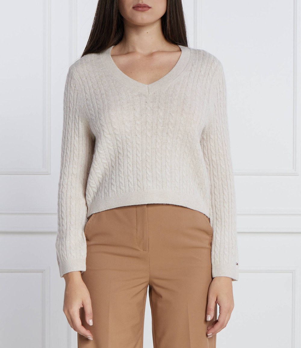 Хлопковый свитер soft cable Tommy Hilfiger - бежевый(WW0WW39887)