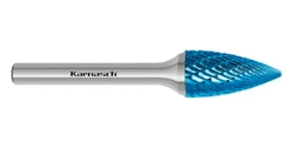 Борфреза твердосплавная Karnasch форма H (язычок пламени), 3х6х3х50 мм, универсальная насечка HP-3, покрытие Blue-Tec, арт. 11.5071-003