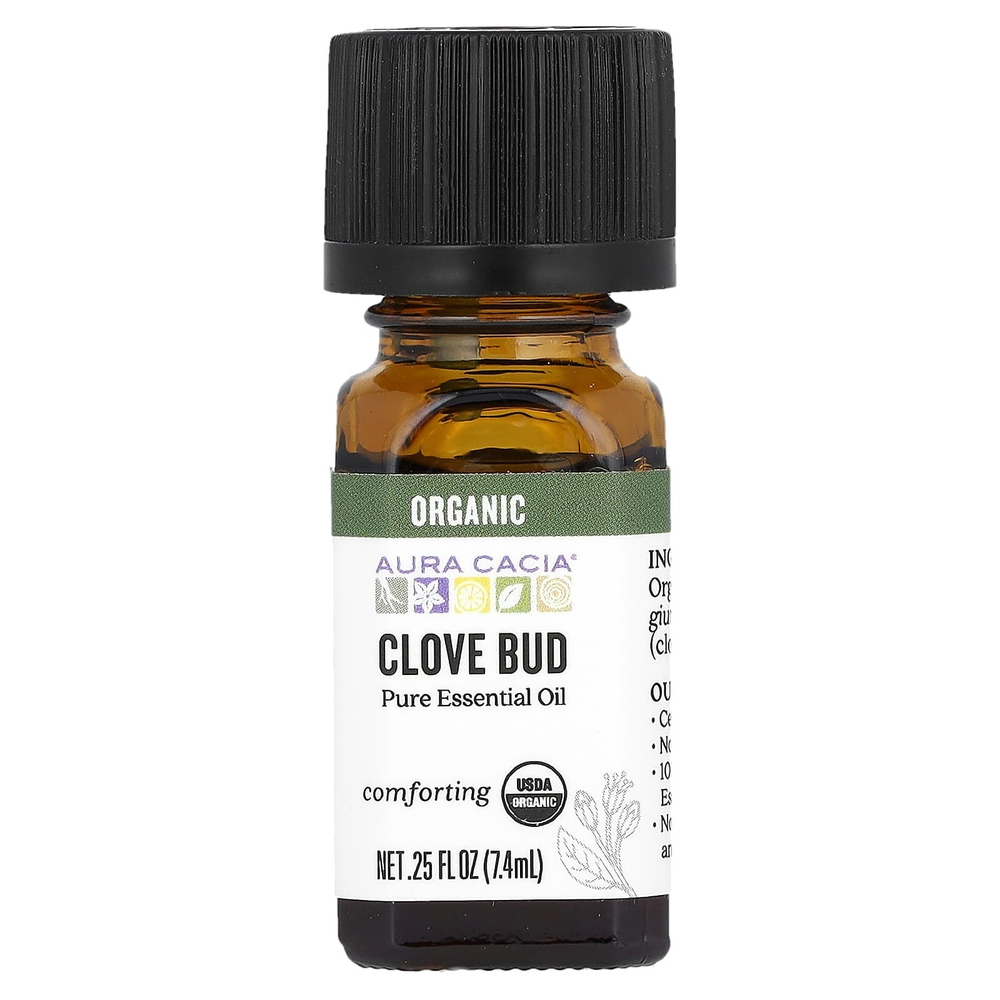 Aura Cacia, чистое эфирное масло, бутоны органической гвоздики, 7,4 мл (0,25 жидк. унции)