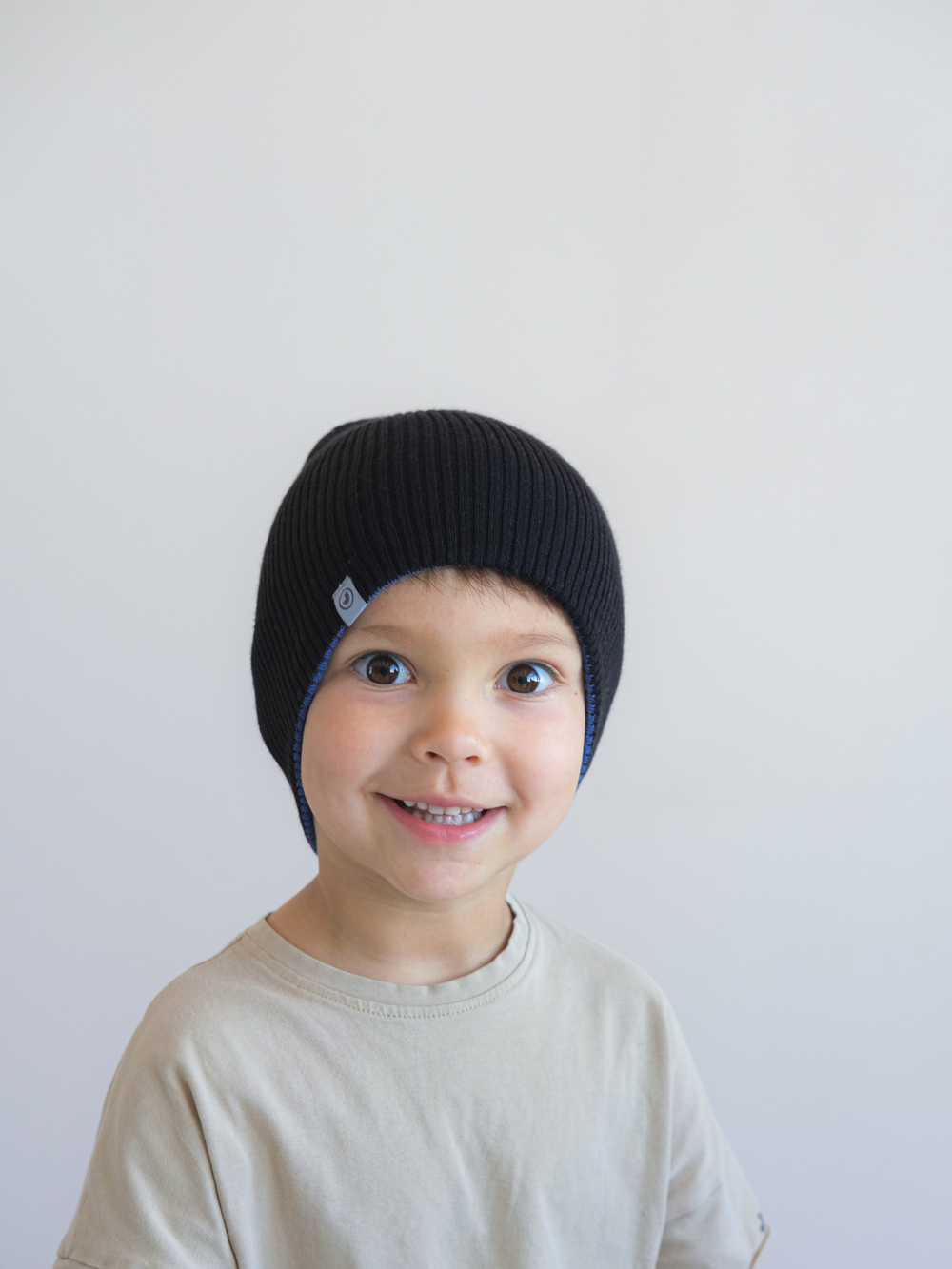 Шапка вязаная хлопковая ТВИНС(Черный, джинс)