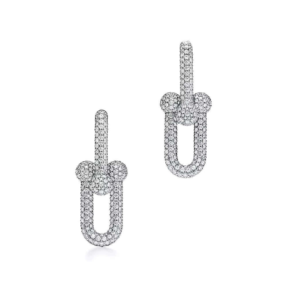 Серьги из белого золота 18k с бриллиантами, Tiffany 💠Hard Wear Large