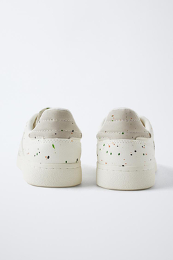 ZARA КРОССОВКИ С ЭФФЕКТОМ КРАСКИ, БЕЛЫЙ