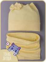 Шапка для девочки осенняя с ушками и снуд