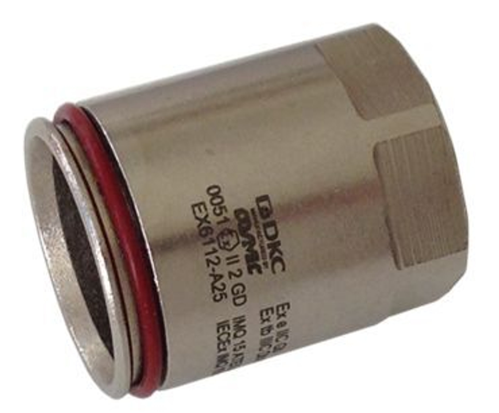 Взрывозащищенная Ex e муфта труба-коробка с внутренней резьбой. DT 50 мм. M50x1,5. Никелированная латунь. IP66/67