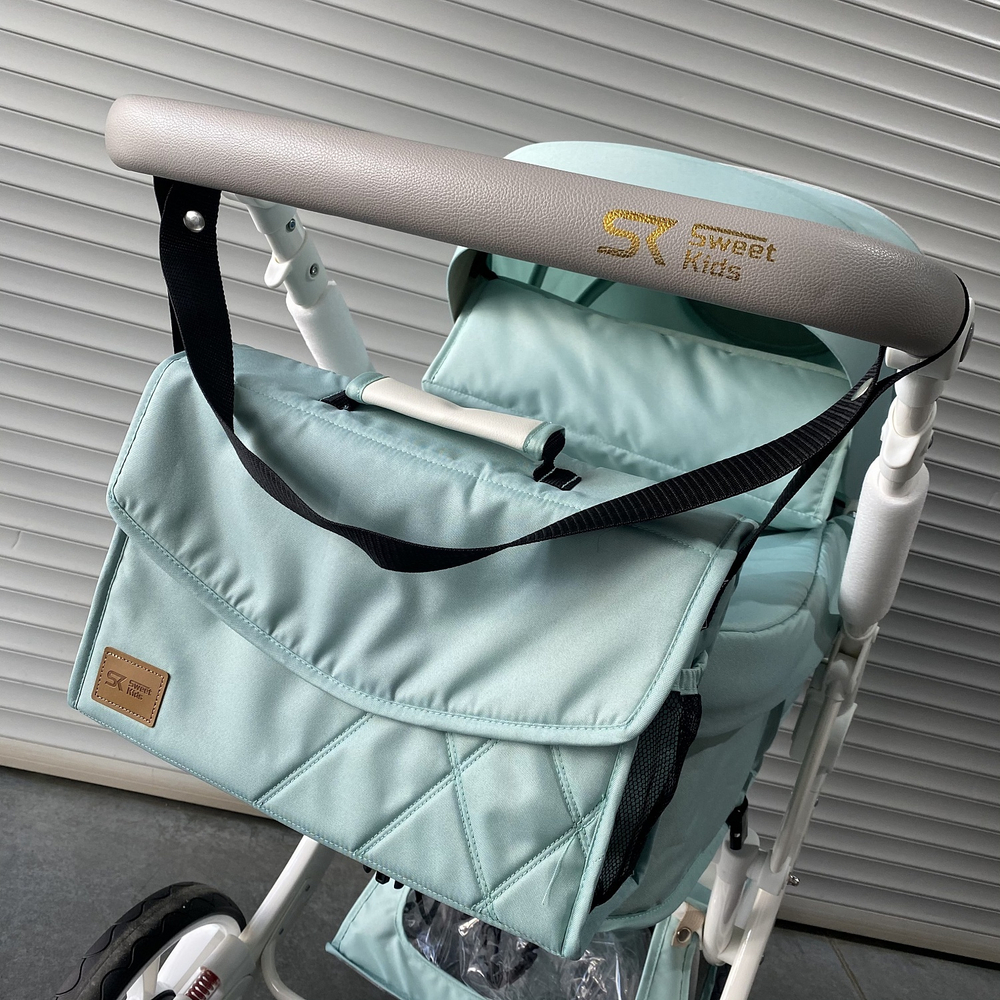 Коляска-трансформер Sweet Kids 608 2в1 Зеленый текстиль на белой раме